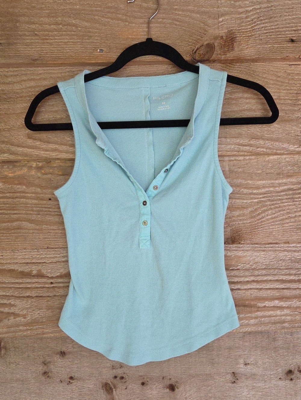 Pilcro XS Light Blue Ribbed Henley Tank
